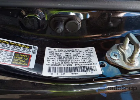 2013 Honda Civic Si z USA, uszkodzony, nr VIN 2HGFG4A57DH702942